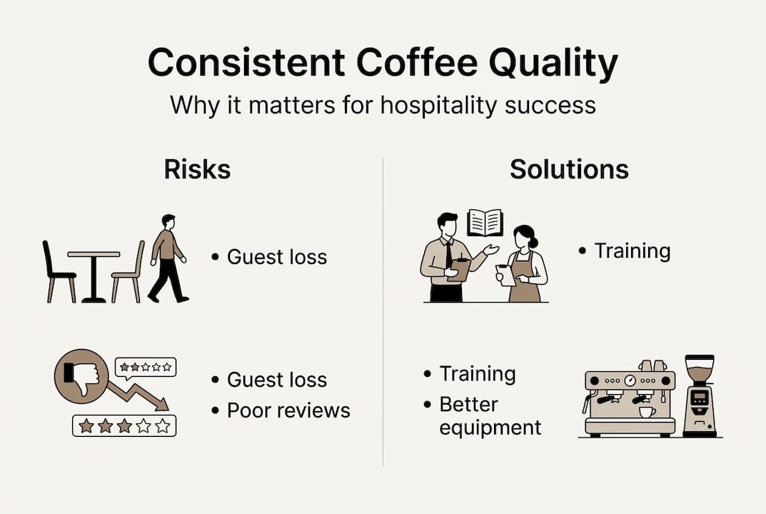 Infographic showing coffee quality risks and solutions
