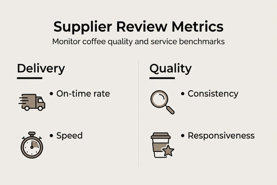 Infographic on coffee supplier review metrics