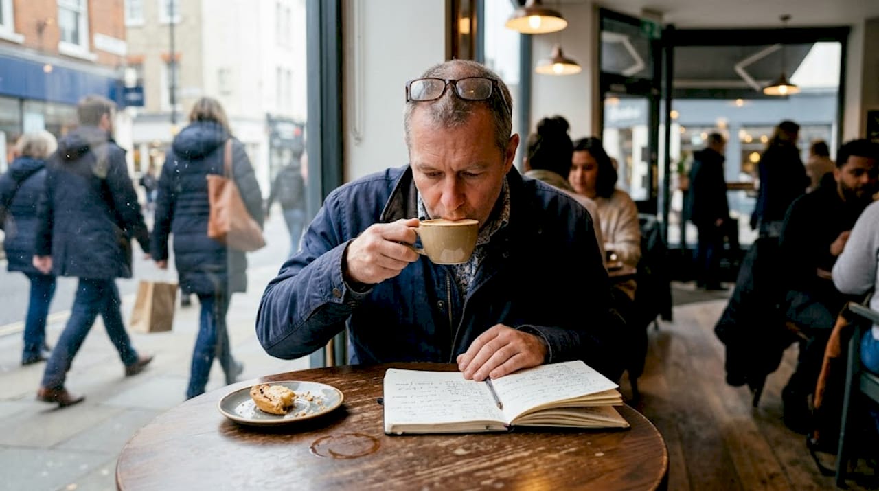 Regular customer enjoying coffee in café