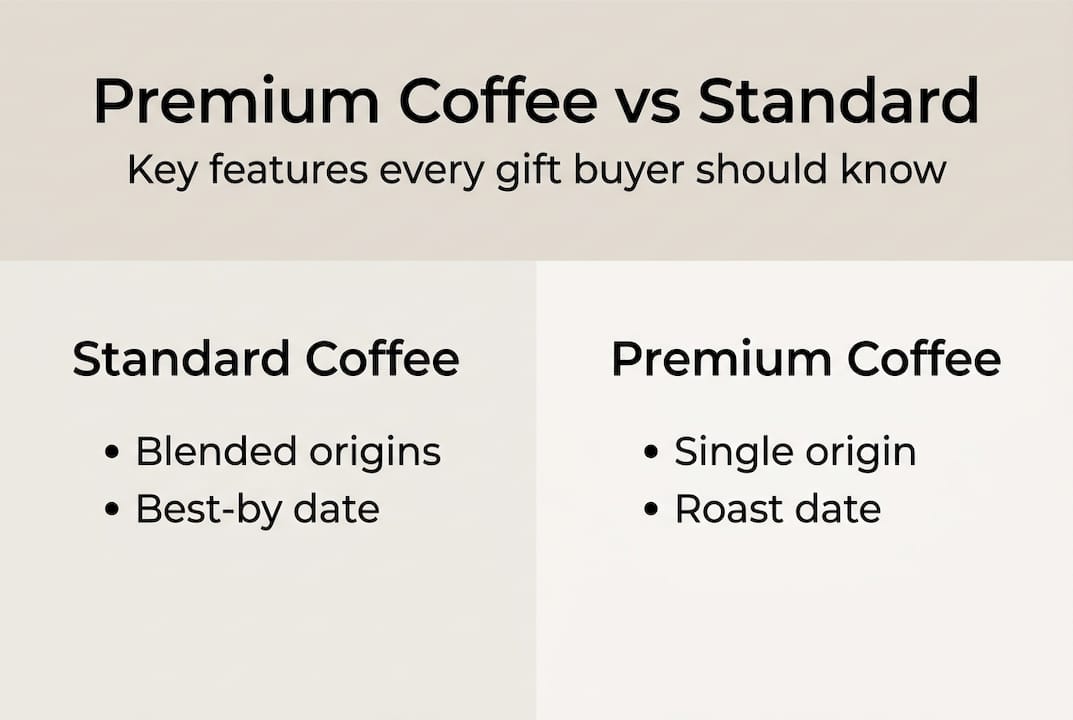 Infographic comparing standard and premium coffee features