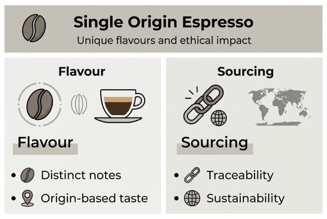 Infographic showing espresso flavour and sourcing benefits