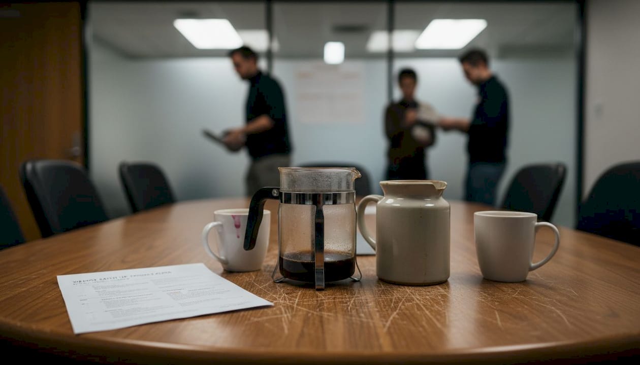 Cafetiere and filter jug after office meeting