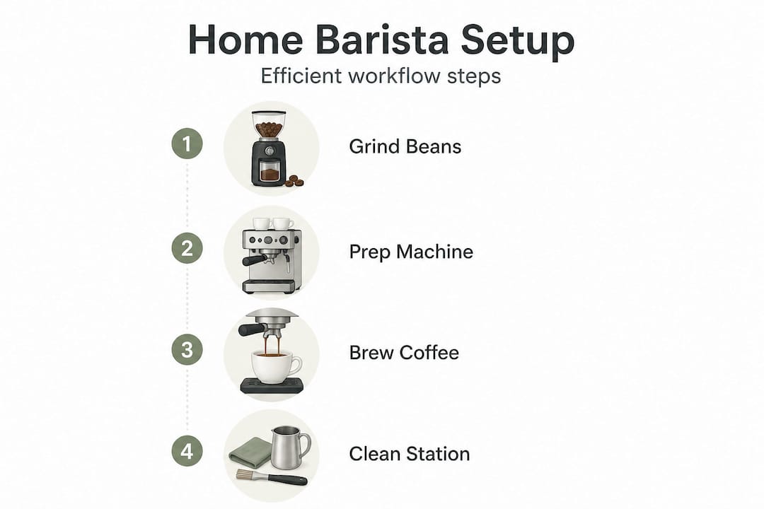 Infographic showing home barista workflow steps