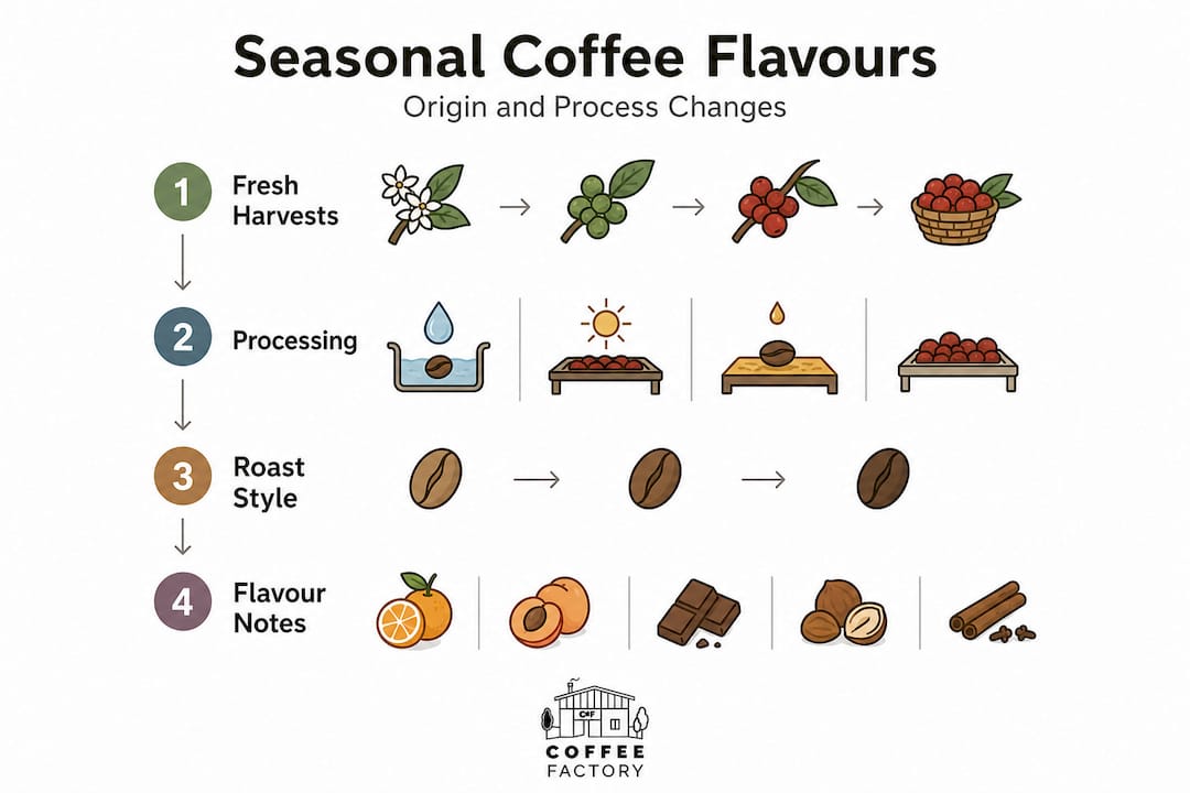 Infographic of coffee flavour changes through the year
