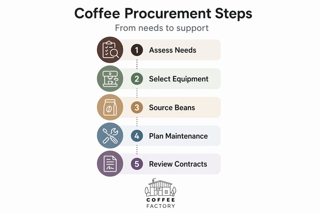 Infographic showing business coffee procurement steps