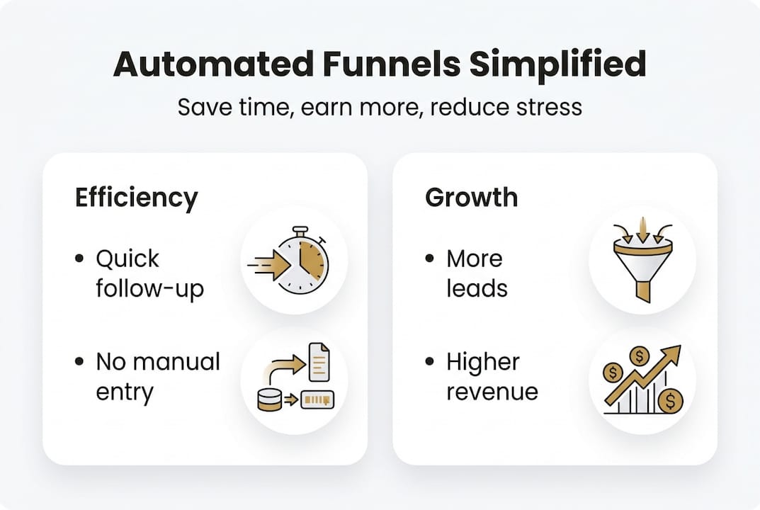 Infographic summarizing automated funnel advantages