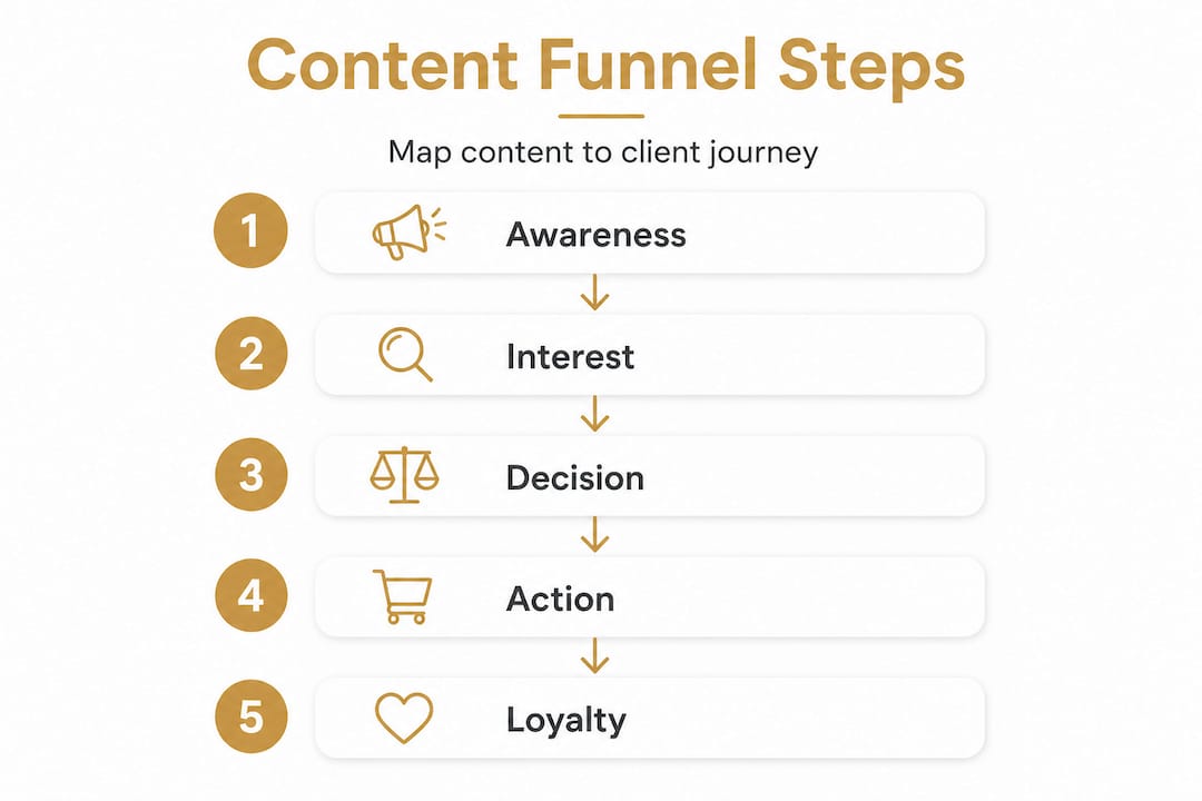Infographic of five funnel stages from awareness to loyalty
