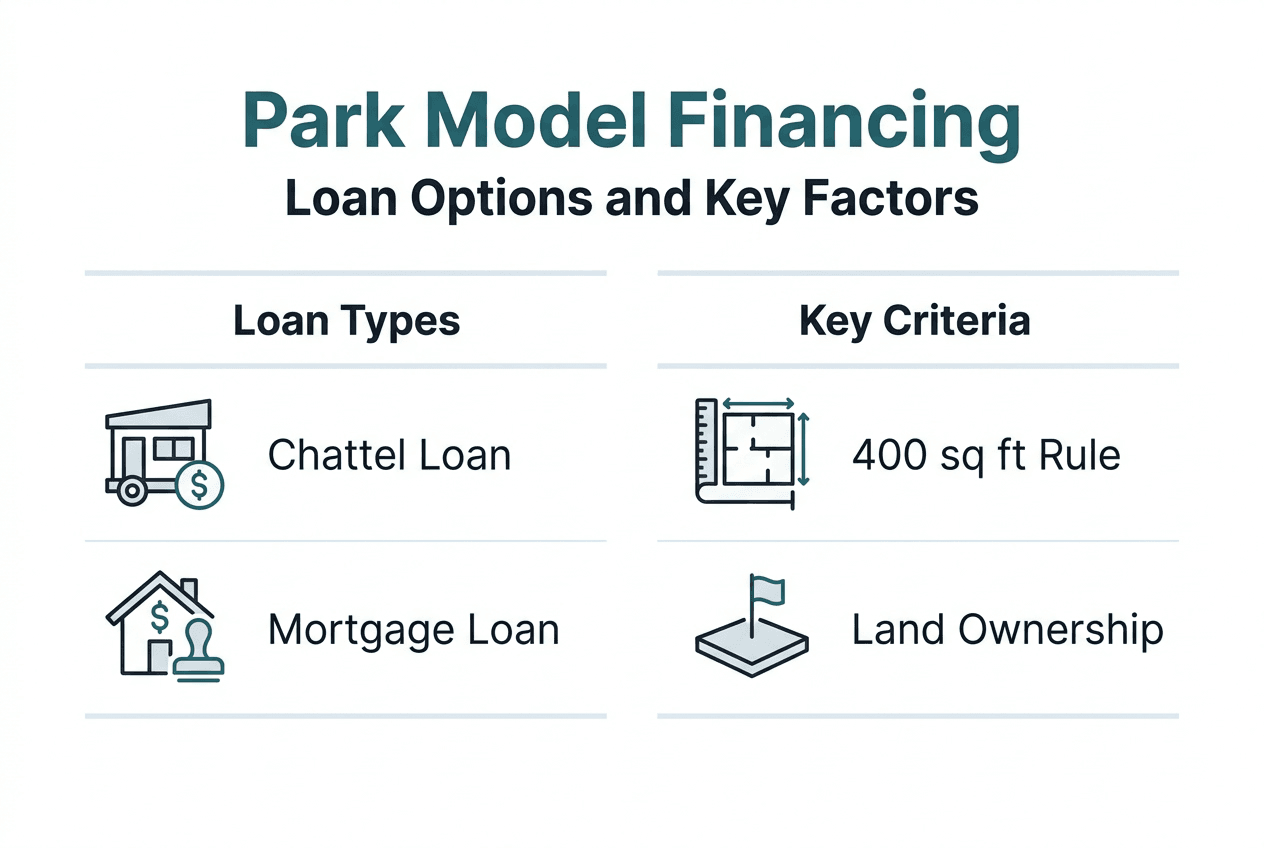 Infographic comparing park model loan types