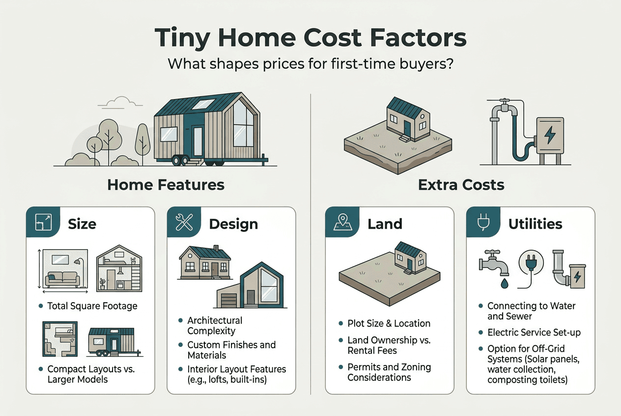 Infographic on tiny home pricing factors