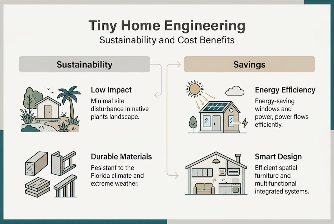 Infographic sustainability and cost for Florida tiny homes