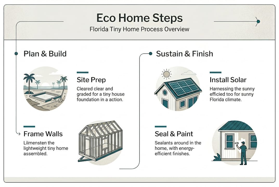 Infographic of Florida eco tiny home build steps
