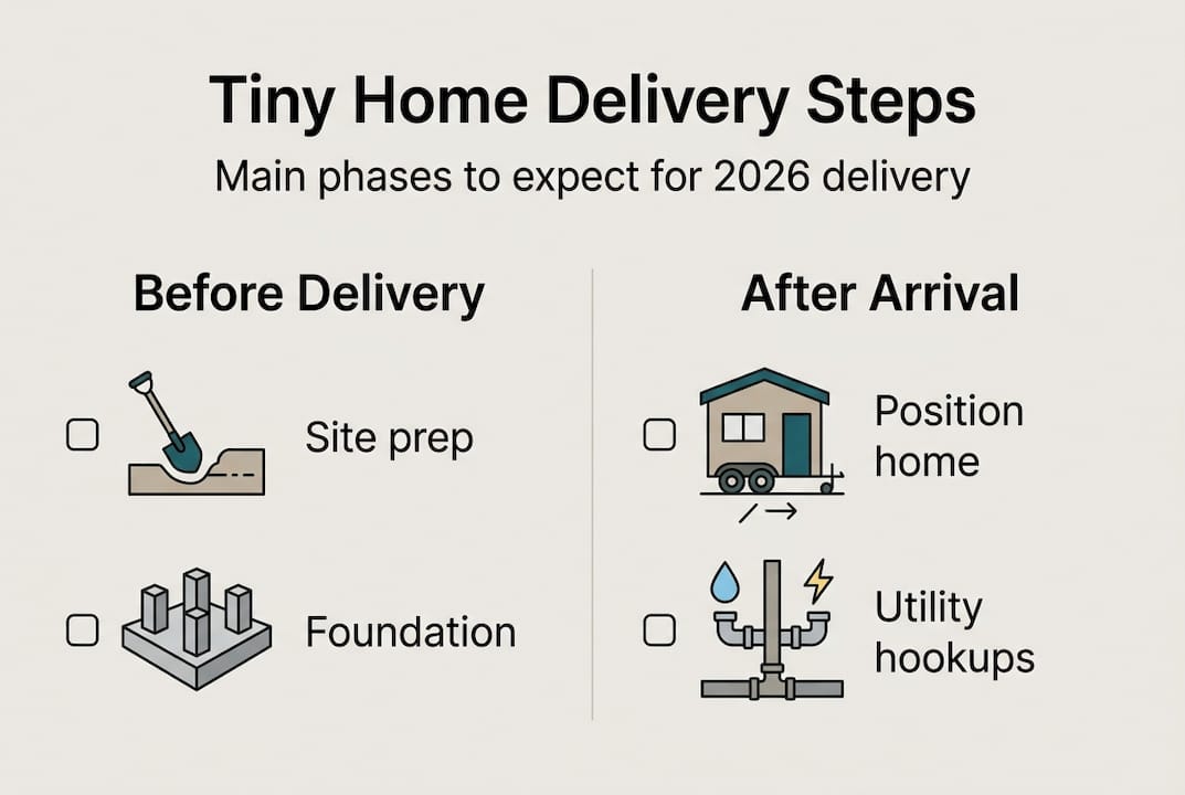 Infographic showing tiny home delivery steps