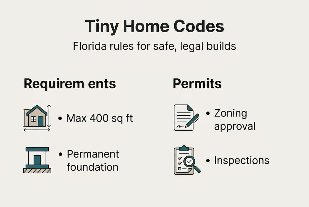 Infographic showing Florida tiny home code basics