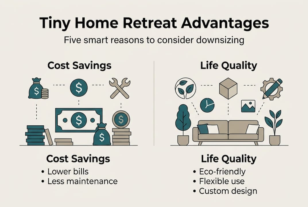 Infographic listing five tiny home benefits