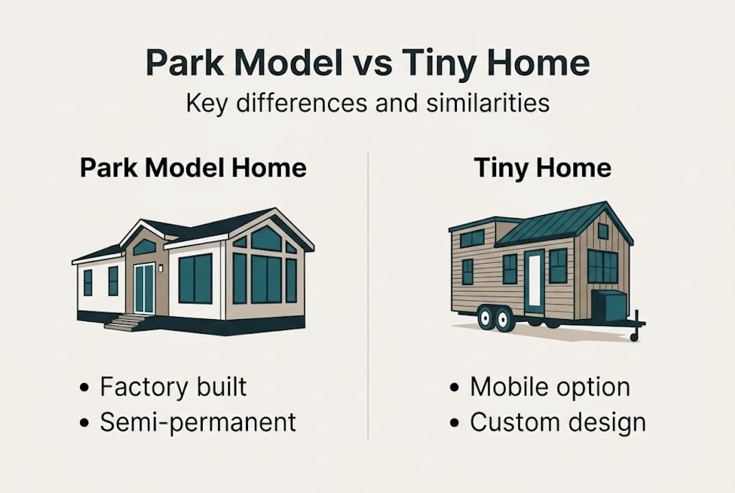 Infographic comparing tiny and park model homes
