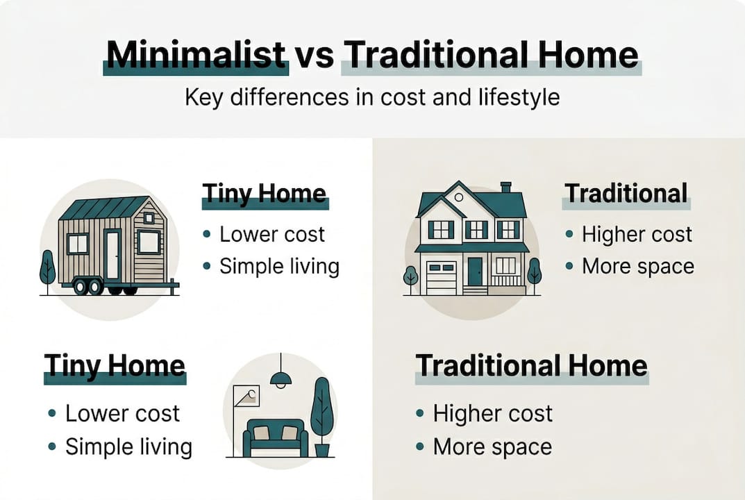 Infographic compares minimalist and traditional homes