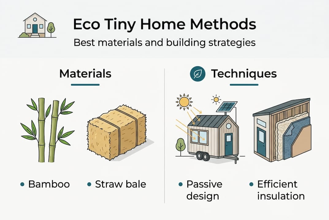 Infographic showing eco-friendly tiny home methods