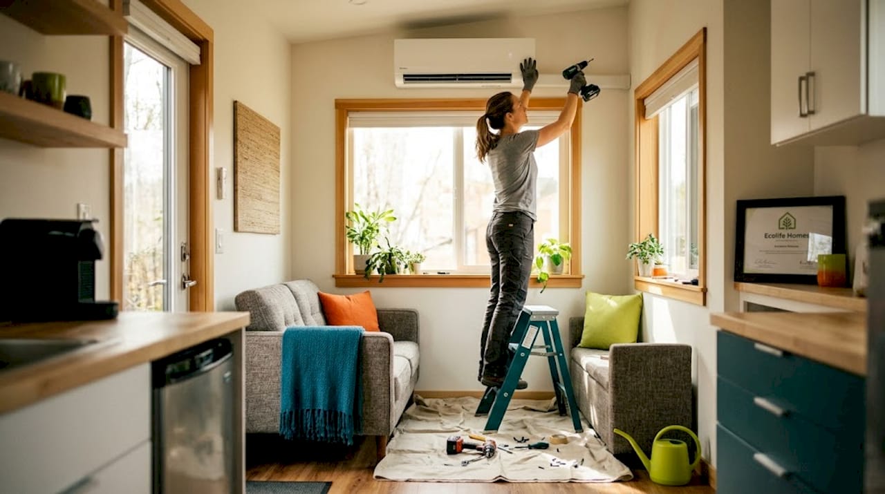 Installing mini split in tiny home living room