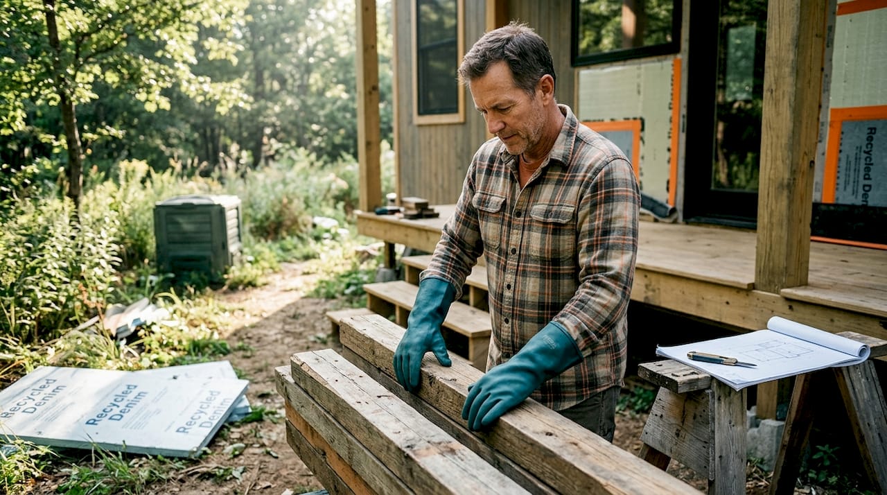 Builder choosing sustainable tiny house materials