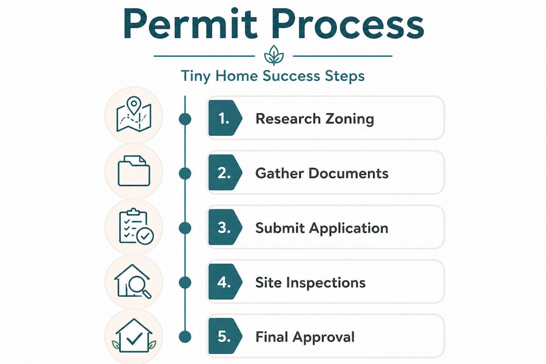 Infographic showing tiny home permit process steps