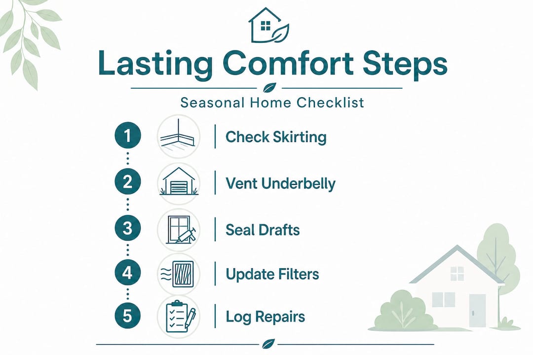 Infographic with seasonal park model maintenance steps