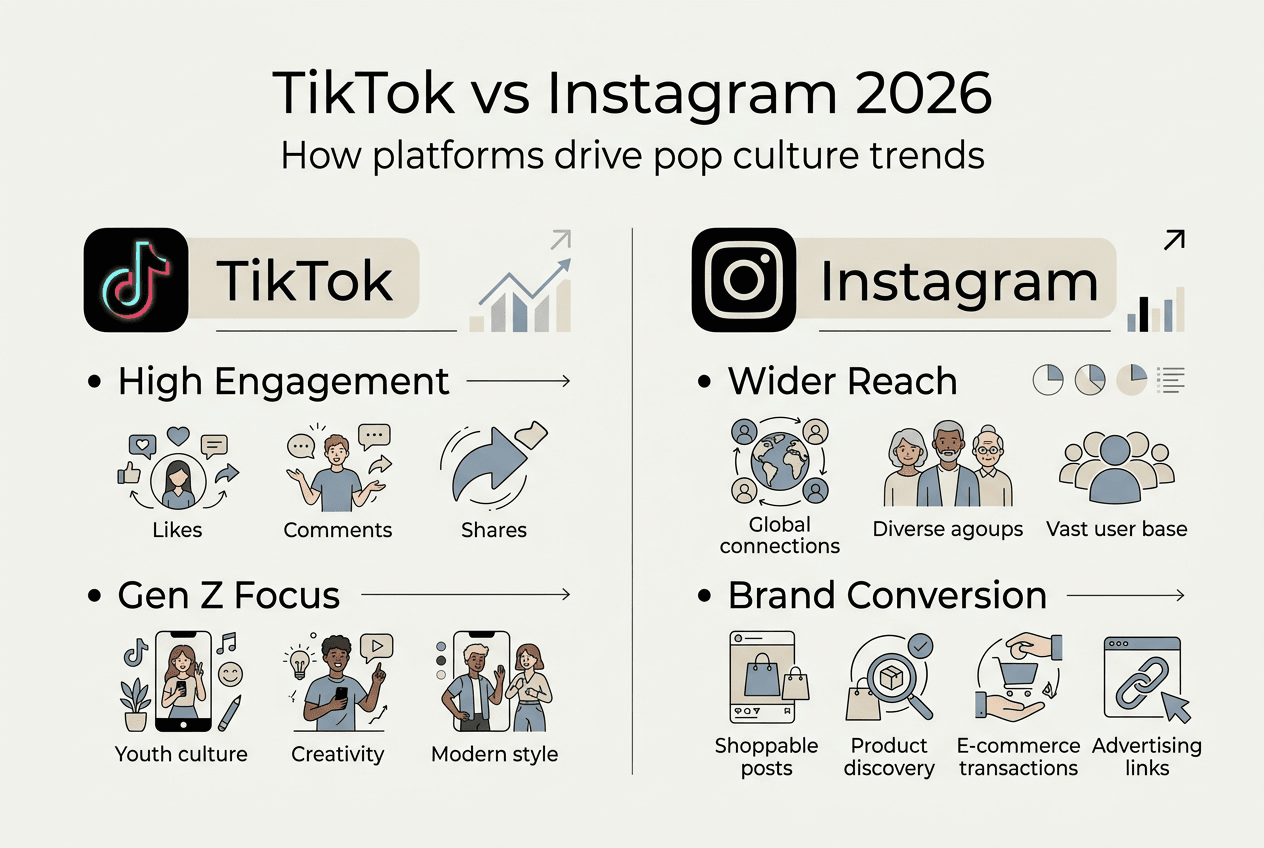 Infographic comparing TikTok and Instagram influence