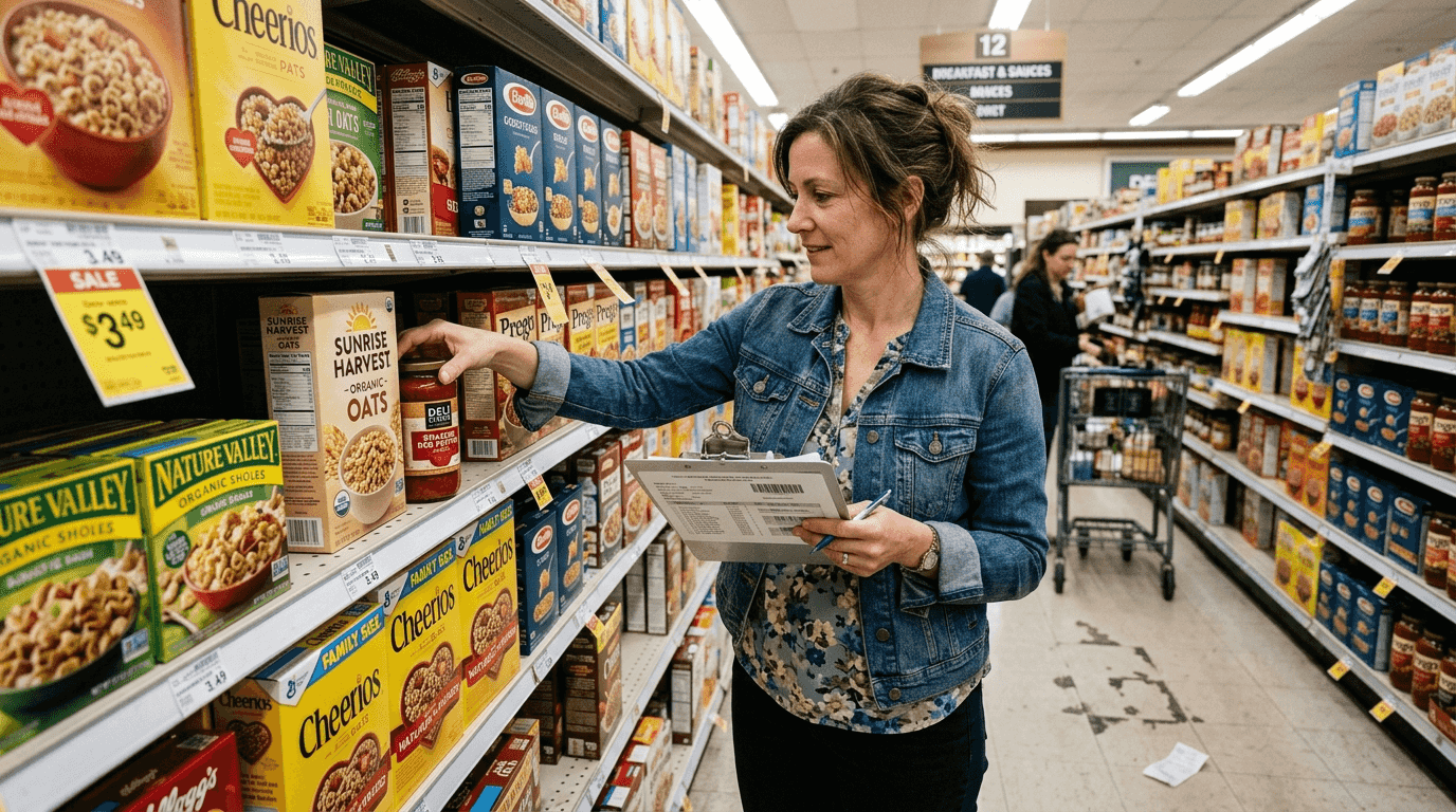 Comparing two product packages on store shelf