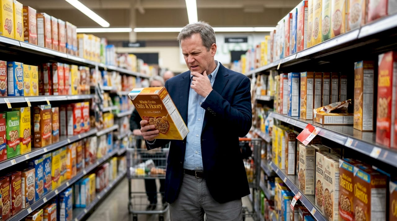 Shopper hesitates over confusing packaging design