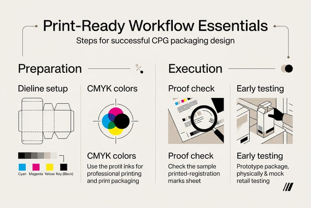 Infographic outlining packaging workflow steps
