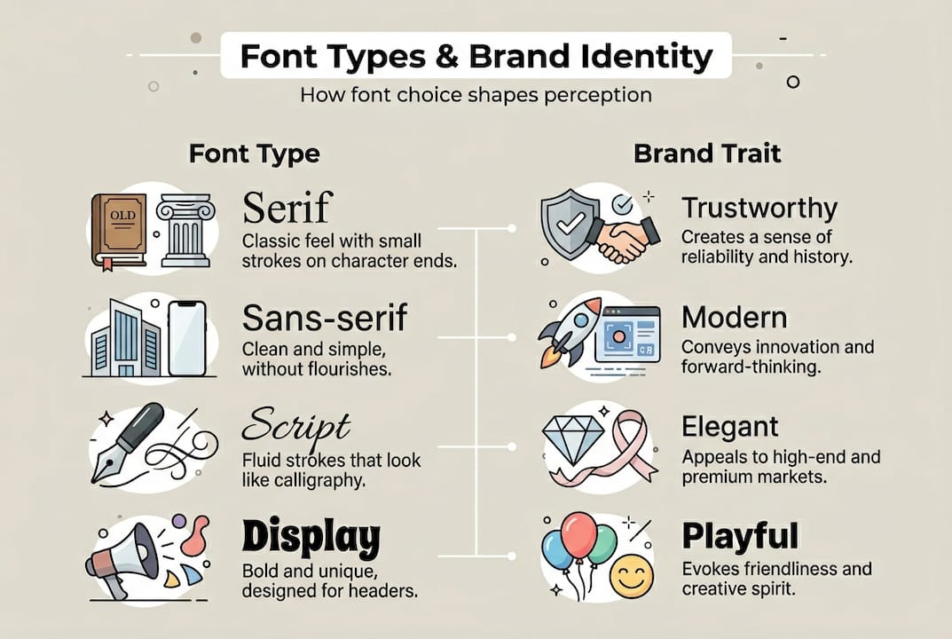 Infographic mapping font types to brand traits