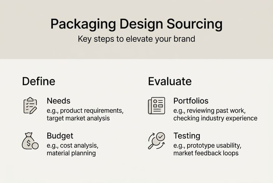 Infographic on packaging design sourcing steps
