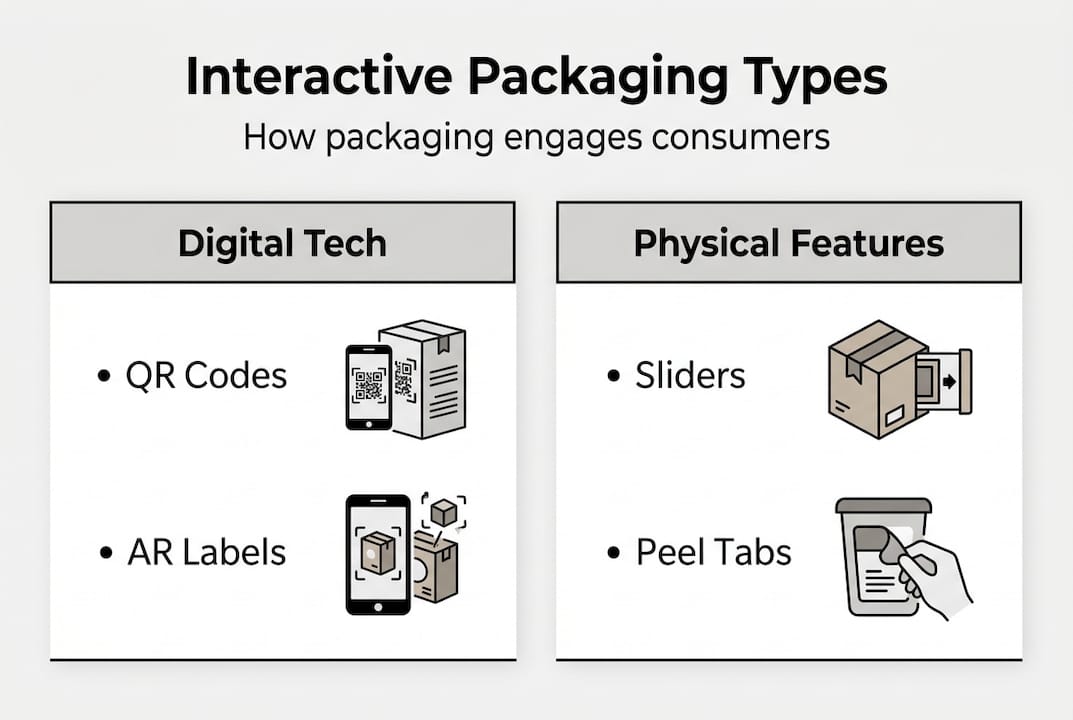 Infographic showing main interactive packaging types