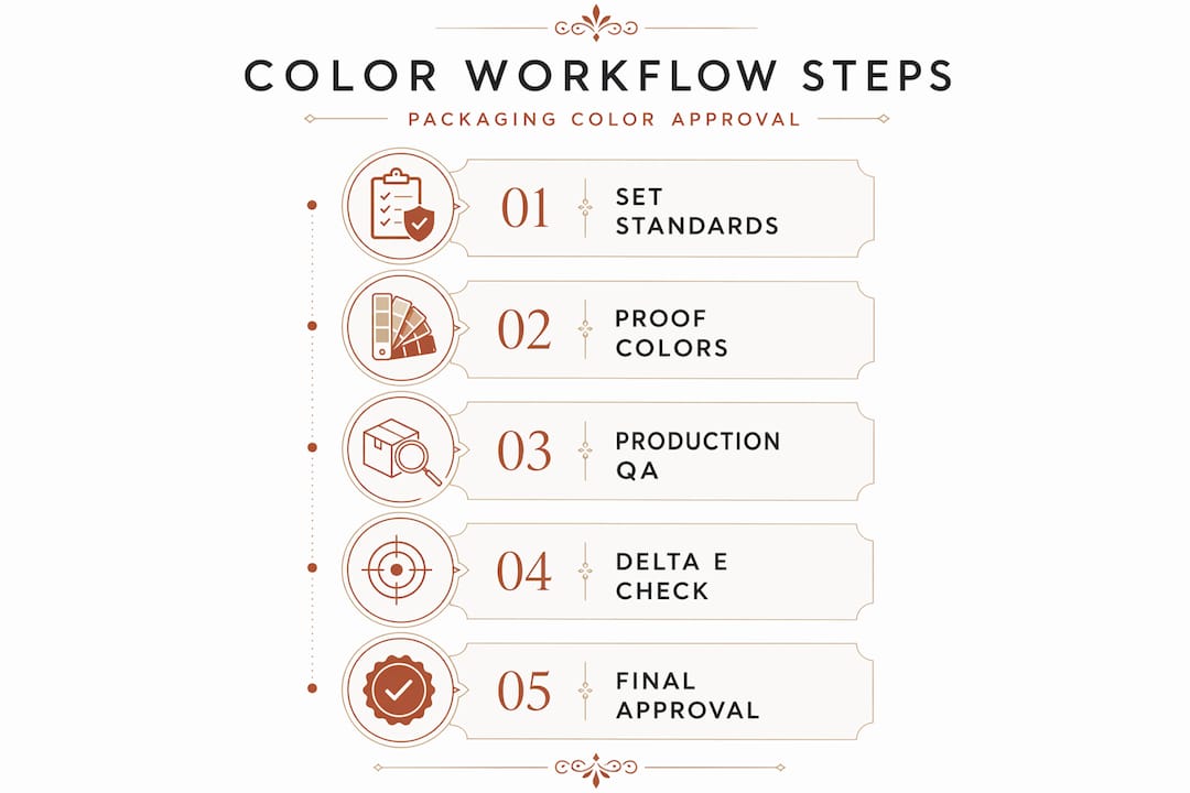 Infographic showing packaging color workflow steps