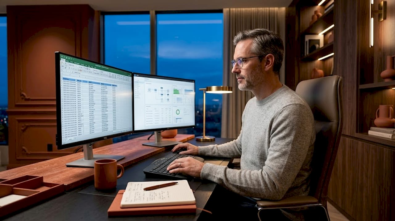 Admin checking database security at workstation