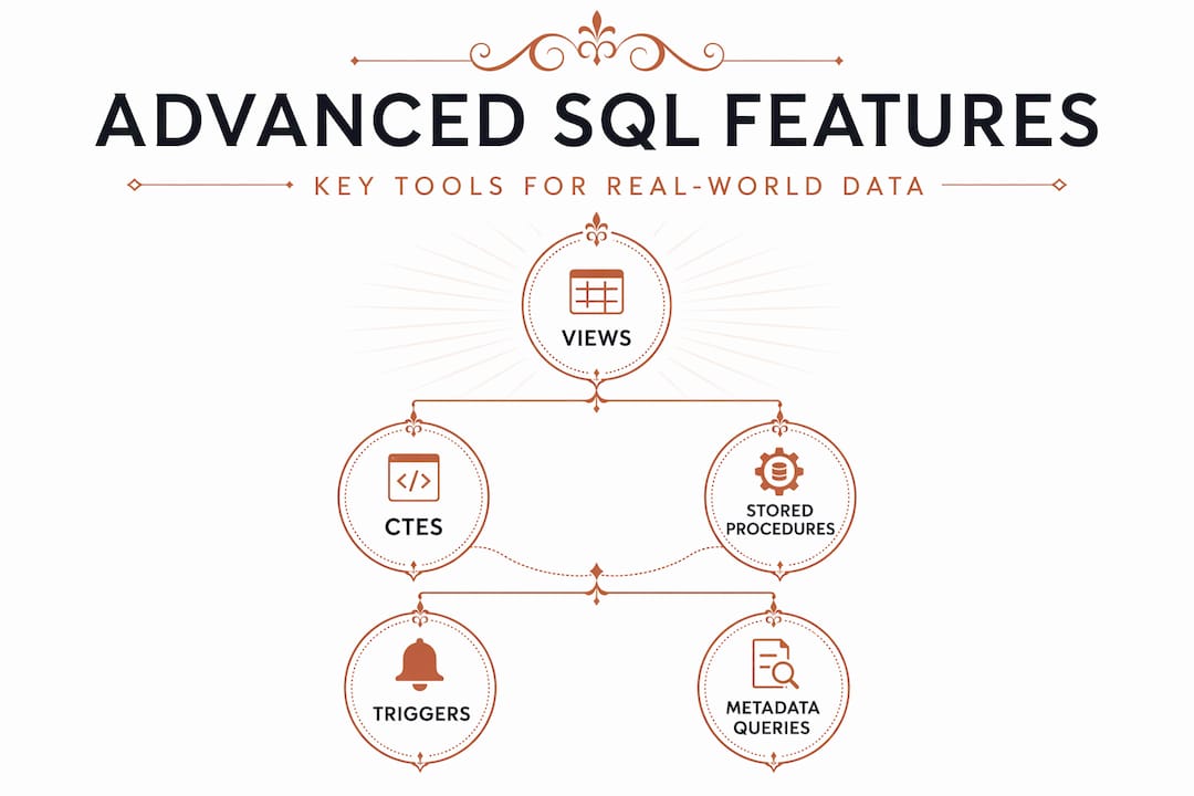 Infographic showing advanced SQL features hierarchy
