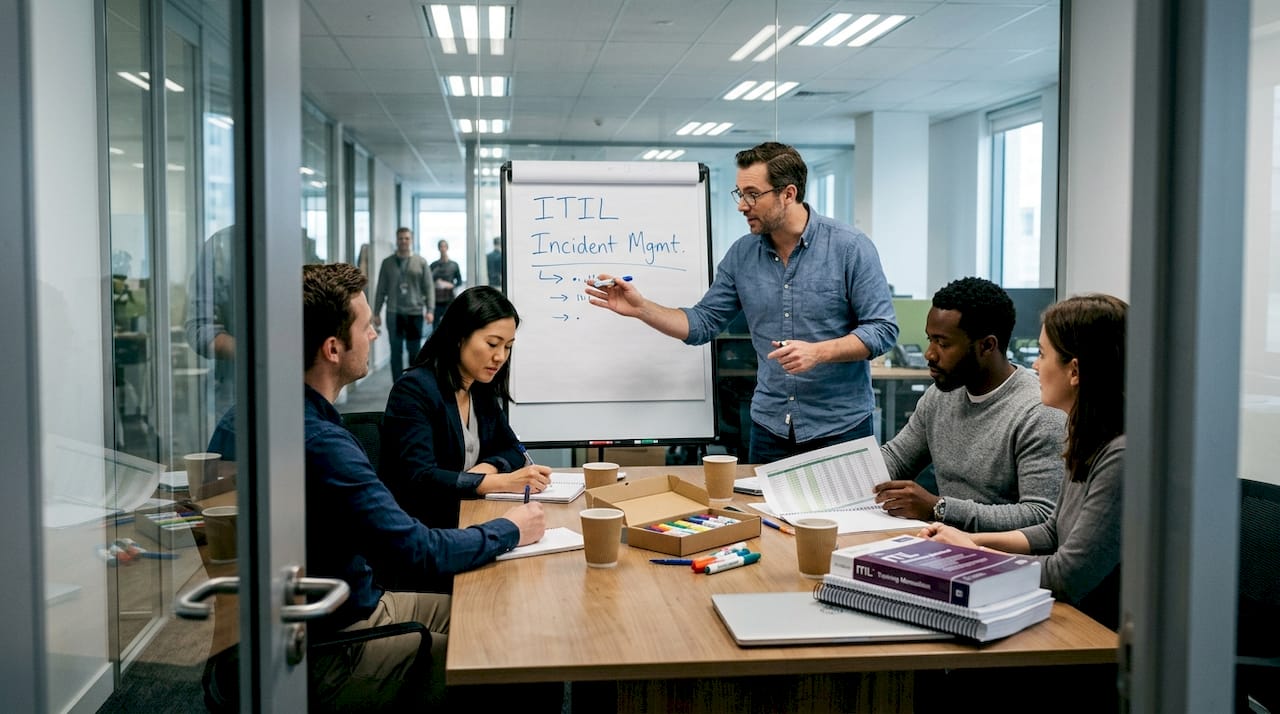 IT team collaborating in a meeting room