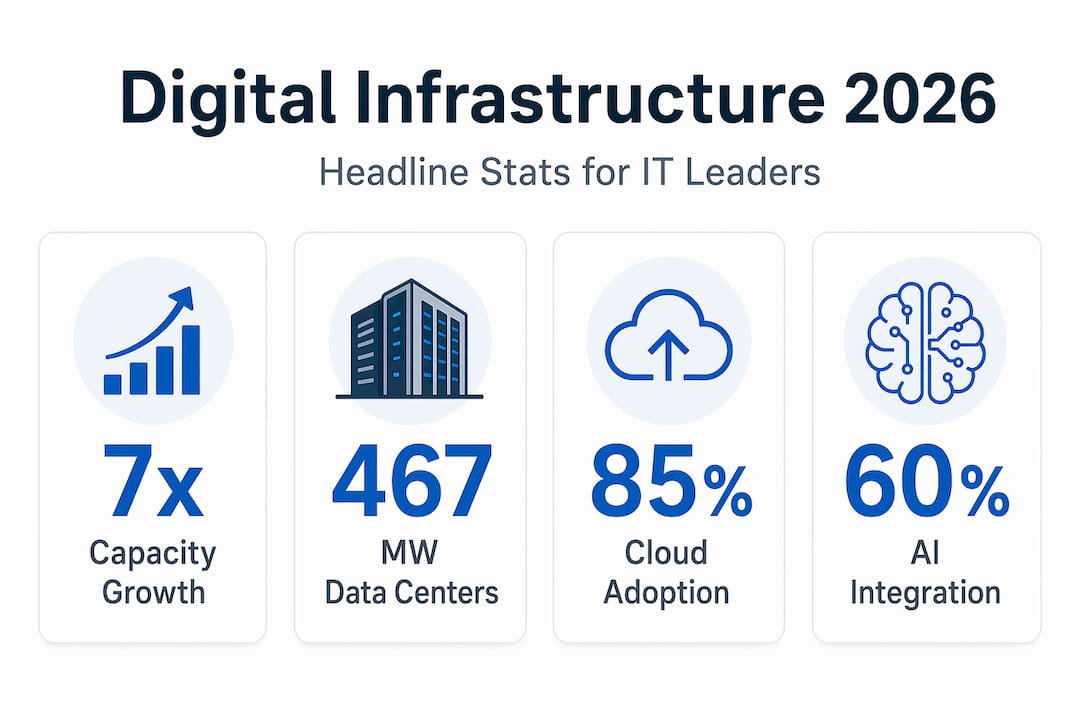 Infographic of 2026 digital infrastructure stats and figures