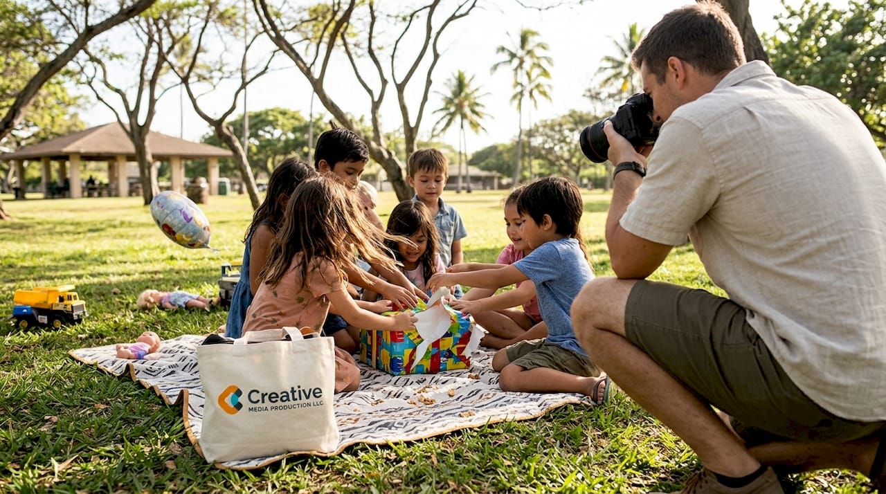Photographer capturing candid birthday party moments