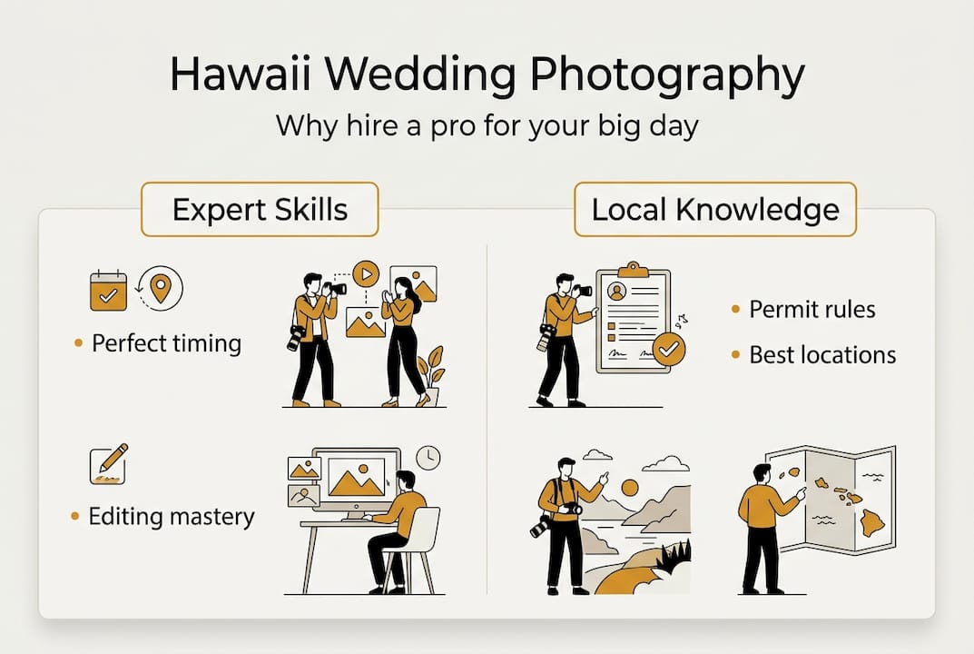 Infographic of professional Hawaii wedding photographer benefits
