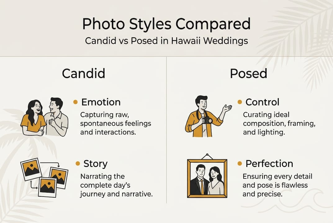 Infographic comparing candid and posed photo styles