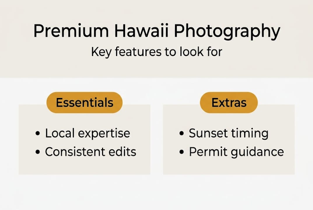 Infographic premium Hawaii wedding package features