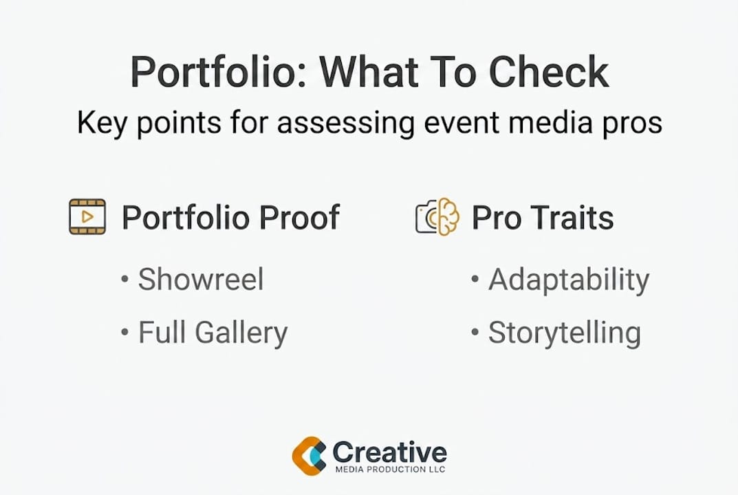 Infographic showing top event portfolio evaluation points