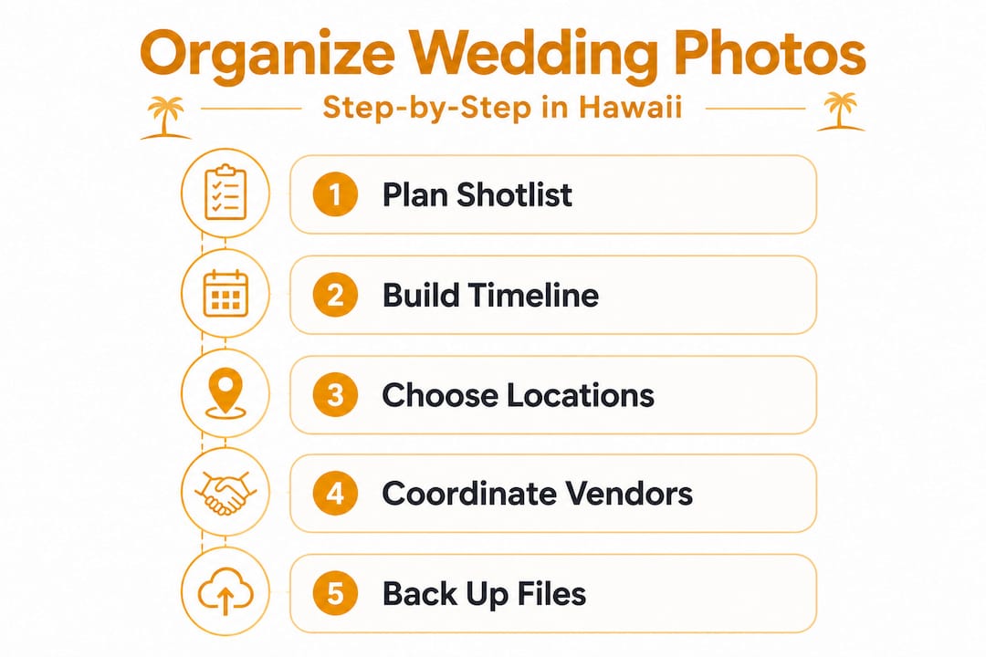 Wedding photo organization step-by-step infographic