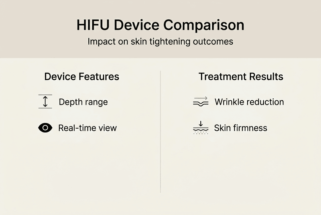 Infographic comparing HIFU device features and results