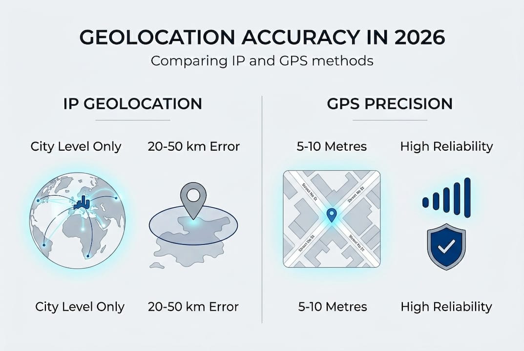 Infographic comparing IP vs GPS accuracy
