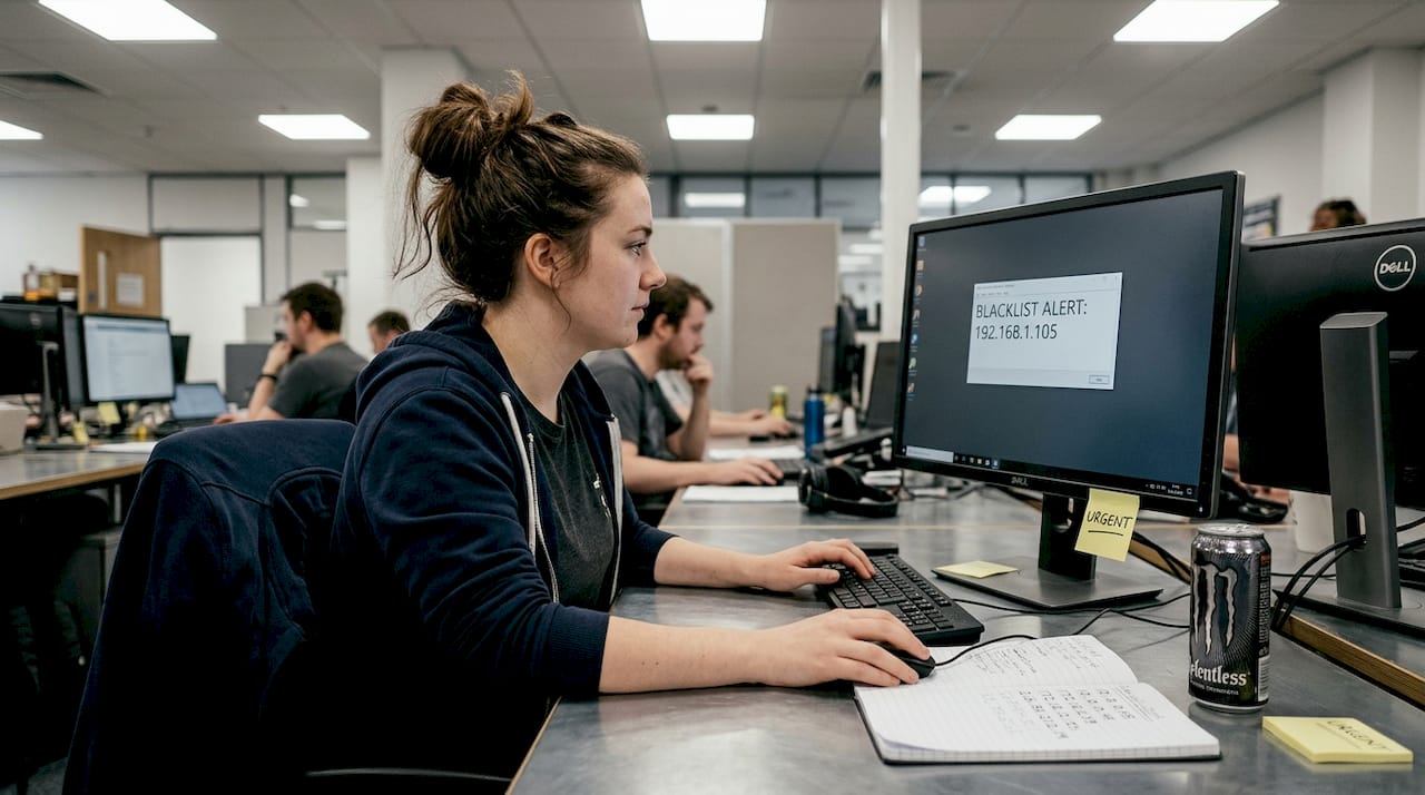System admin checks blacklist alerts on screen