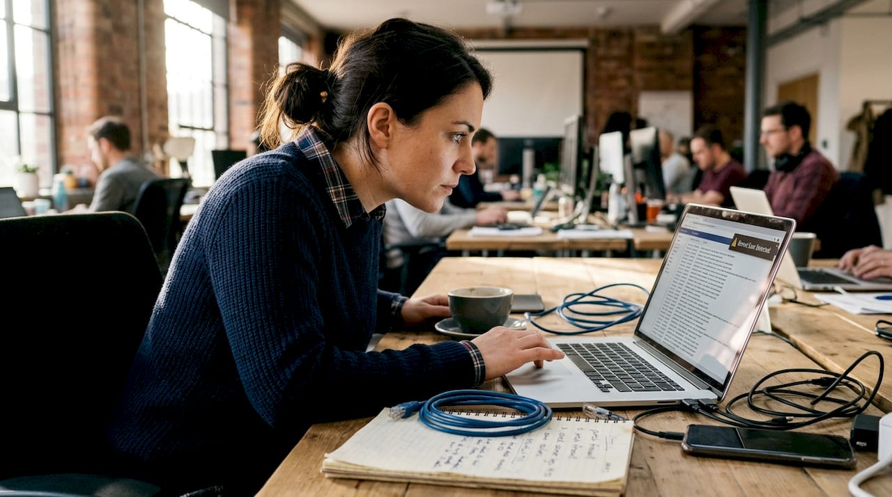 Technician reviews botnet scan network log