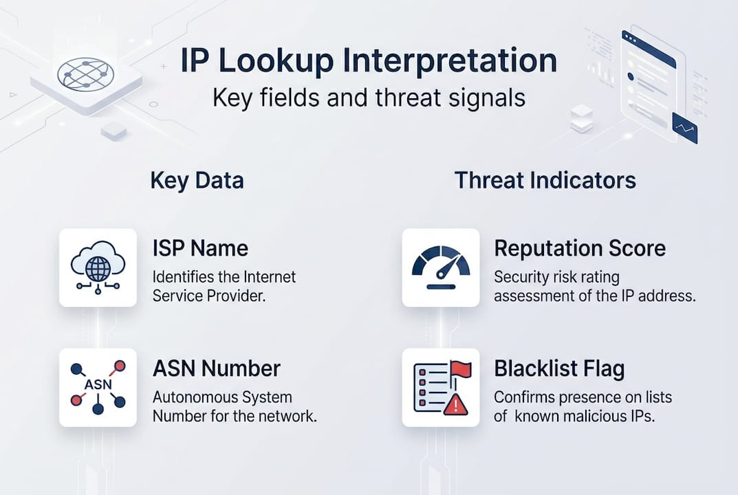 Infographic on key IP lookup threat fields