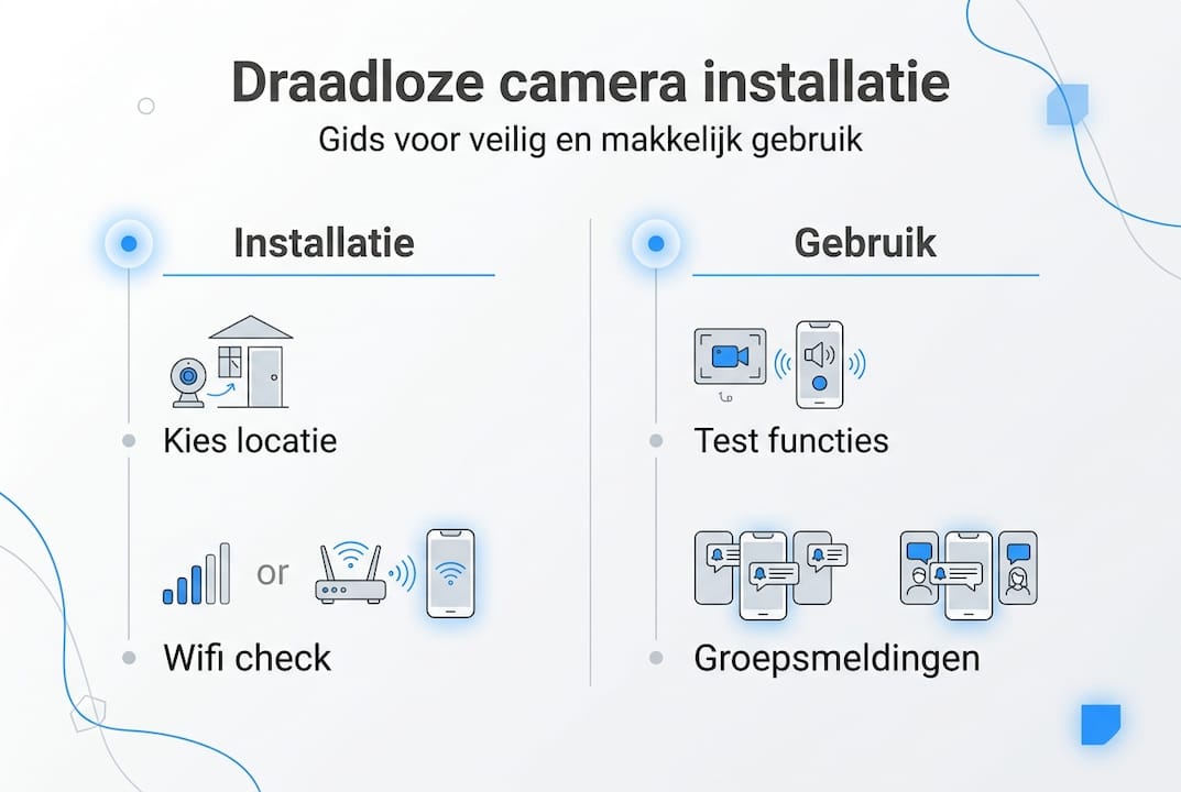 Infographic: stappenplan voor het installeren van een draadloze camera