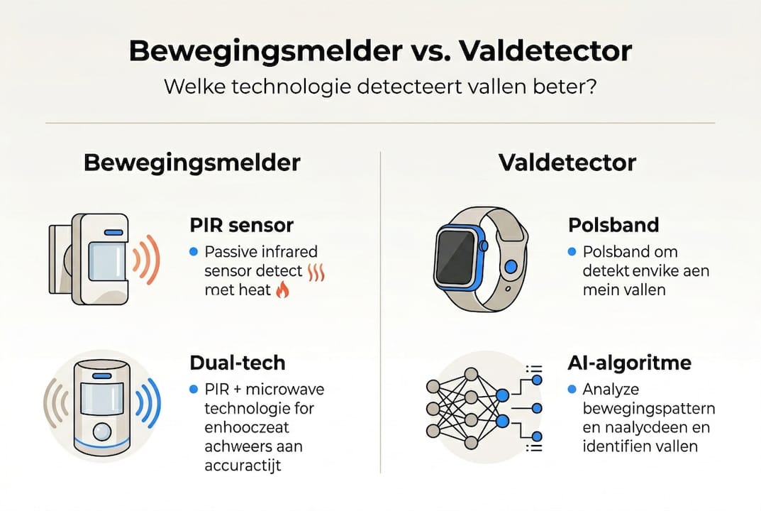 Infographic: Bewegingssensor of valdetector – wat is het verschil?